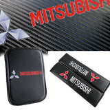 Mitsubishi Set of Carbon Fiber Look Armrest Cushion & Seat Belt Cover