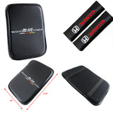 Mugen Honda Set Car Center Console Armrest Cushion Mat Pad Cover with Seat Belt Cover Set