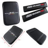 Mugen Si CIVIC Set Car Center Console Armrest Cushion Mat Pad Cover with Seat Belt Cover Set