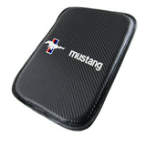 MUSTANG Embroidered Armrest Cushion Center Console Cover Carbon Fiber Look Pad Mat