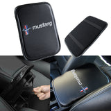 Ford Mustang Carbon Fiber Look Car Center Console Armrest Cushion Mat Pad Cover with LED Coasters Combo Set
