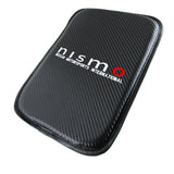 NISMO Embroidered Armrest Cushion with Seat Belt Cover Set Carbon Fiber Look Center Console Cover Pad Mat