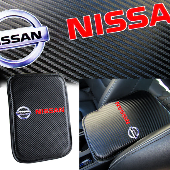 NISSAN Carbon Fiber Look Car Center Console Armrest Cushion Mat Pad Cover