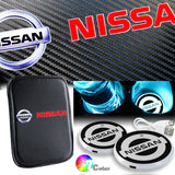 NISSAN 350Z Carbon Fiber Look Car Center Console Armrest Cushion Mat Pad Cover with LED Coasters Combo Set