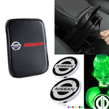 NISSAN 350Z Carbon Fiber Look Car Center Console Armrest Cushion Mat Pad Cover with LED Coasters Combo Set