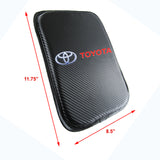 NEW TOYOTA Set Black 15" Diameter Car Auto Steering Wheel Cover Quality Leather with Center Console Armrest Cushion Mat Pad Cover