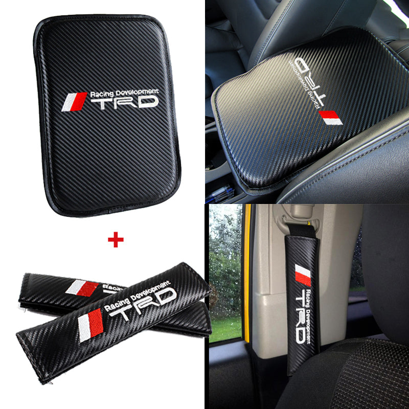 Armrest Cover Carbon Fiber Look For GMC – Center Console Pad, Red Stitching, Embroidery Car Armrest Pad Embroidery - Foto 9