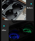 Audi LED Set Chrome Front Grille Emblem Blue LED Light for A1 A3 A4 A5 A6 A7 Q3 Q5 Q7 (27CM) with LED Cup Coaster