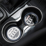 Audi LED Set Chrome Front Grille Emblem Red LED Light for A1 A3 A4 A5 A6 A7 Q3 Q5 (28CM) with LED Cup Coaster