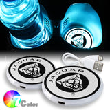 2PCS Colorful Fit for Jaguar LED Car Cup Holder Pad Mat Coaster Atmosphere Light