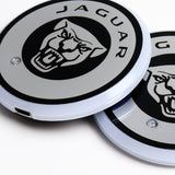 JAGUAR Car Center Console Embroidery Armrest Cushion Mat Pad Cover Stitched Logo with LED Cup Coaster Set