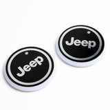 For JEEP Switchable 7 Color LED Cup Holder Car Button Mat Atmosphere Light 2PCS