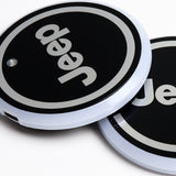 Jeep Set Carbon Fiber Car Center Armrest Cushion Mat Pad with Cup Coaster Combo