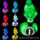 Jeep Carbon Car Door Welcome Plate Sill Scuff Cover Decal Sticker 4PCS Set with LED Coaster