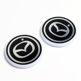 For MAZDA Switchable 7 Color LED Cup Holder Car Button Mat Atmosphere Light 2PCS