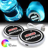 Mugen Car Center Console Armrest Cushion Mat Pad Cover Stitched Embroidery Logo with LED Cup Coaster Set