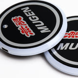 Mugen Car Center Console Armrest Cushion Mat Pad Cover Stitched Embroidery Logo with LED Cup Coaster Set