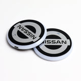 NISSAN Set 7 Color LED Cup Holder Car Button Mat Atmosphere Light 2PCS with Lanyard Key Chain