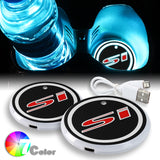 Pair of Switchable 7 Colors LED Car Cup Holder Mat Pad For Si Atmosphere Lights