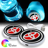 New Toyota Car Center Console Armrest Cushion Mat Pad Cover Stitched Embroidery Logo with LED Cup Coaster Set