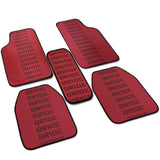 Universal JDM Bride Racing Set of Red/Black 5PCS Hybrid Fabric Floor Mats with Seat Belt Covers