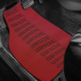 Universal JDM Bride Racing Set of Red/Black 5PCS Hybrid Fabric Floor Mats with Seat Belt Covers