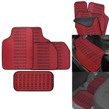 Universal JDM Bride Racing Set of Red/Black 5PCS Hybrid Fabric Floor Mats with Seat Belt Covers