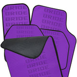 Universal JDM Bride Racing Set of Purple 5PCS Hybrid Fabric Floor Mats with Seat Belt Covers
