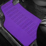 Universal JDM Bride Racing Set of Purple 5PCS Hybrid Fabric Floor Mats with Seat Belt Covers