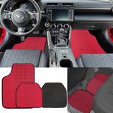 Universal JDM Bride Racing Set of Red 5PCS Hybrid Fabric Floor Mats with Seat Belt Covers