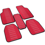 Universal JDM Bride Racing Set of Red 5PCS Hybrid Fabric Floor Mats with Seat Belt Covers