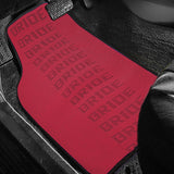 Universal JDM Bride Racing Set of Red 5PCS Hybrid Fabric Floor Mats with Seat Belt Covers