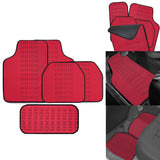 Universal JDM Bride Racing Set of Red 5PCS Hybrid Fabric Floor Mats with Seat Belt Covers