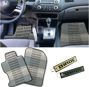JDM Bride Racing Set Fabric Floor Mats Carpets for 2006-11 HONDA CIVIC with Keychain Tags