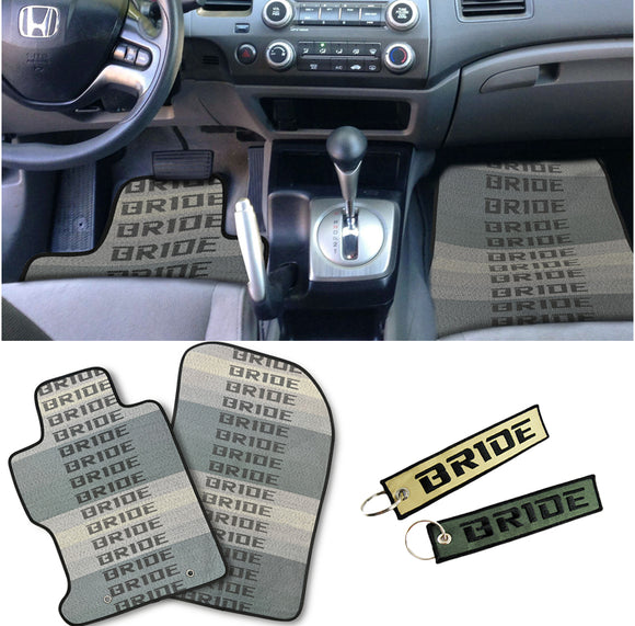 JDM Bride Racing Set Fabric Floor Mats Carpets for 2006-11 HONDA CIVIC with Keychain Tags