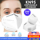200 PCS KN95 Face Mask 5 Layers Disposable Protective Respirator Mouth Non Medical Cover (New with Box)