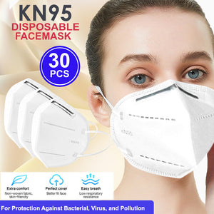 30 PCS KN95 Face Mask 5 Layers Disposable Protective Respirator Mouth Non Medical Cover (New with Box)