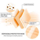 50 PCS Face Mask Non Medical Surgical Disposable 3Ply Earloop Mouth Cover - Orange (with Box)