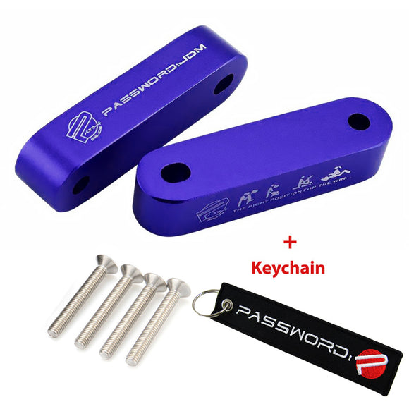 Password JDM Blue Combo Hood Vent Spacer Risers with Keychain For 90-01 Integra 88-15 Civic