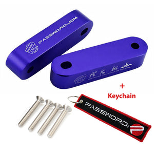 Blue Combo Password JDM Hood Vent Spacer Risers with Keychain For 90-01 Integra 88-15 Civic