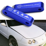 Password JDM Blue Combo Hood Vent Spacer Risers with Keychain For 90-01 Integra 88-15 Civic