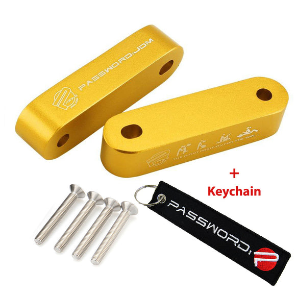 Gold Combo Password JDM Hood Vent Spacer Risers with Keychain For 90-01 Integra 88-15 Civic