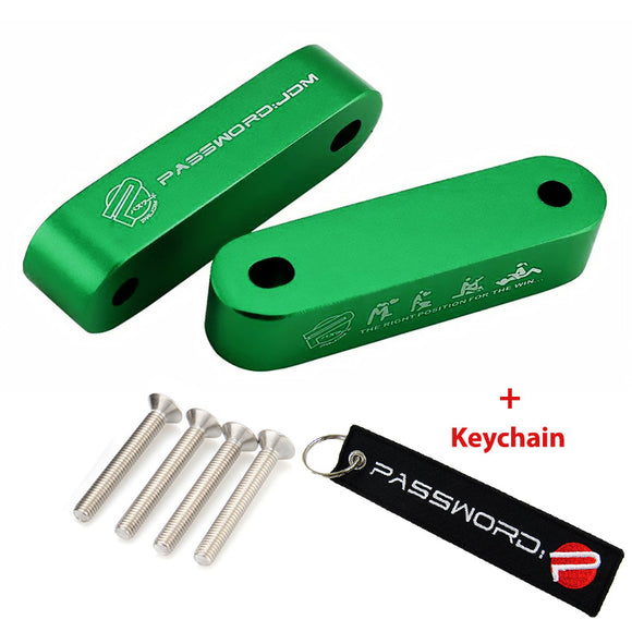 Green Combo Password JDM Hood Vent Spacer Risers with Keychain For 90-01 Integra 88-15 Civic