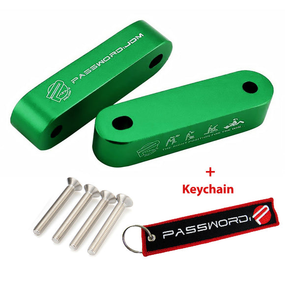 Password JDM Green Combo Hood Vent Spacer Risers with Keychain For 90-01 Integra 88-15 Civic