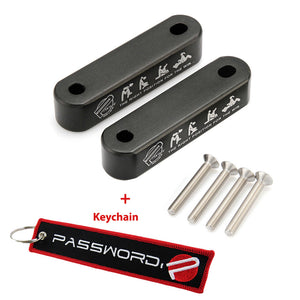 Password JDM Black Combo Hood Vent Spacer Risers with Keychain For 90-01 Integra 88-15 Civic