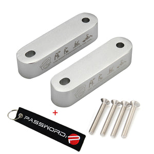 Password JDM Silver Combo Hood Vent Spacer Risers with Keychain For 90-01 Integra 88-15 Civic