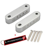 Silver Combo Password JDM Hood Vent Spacer Risers with Keychain For 90-01 Integra 88-15 Civic