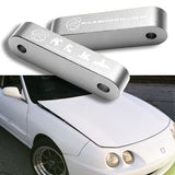 1 Set Silver Password JDM Hood Vent Spacer Risers 90-01 Integra / 88-00 Civic New