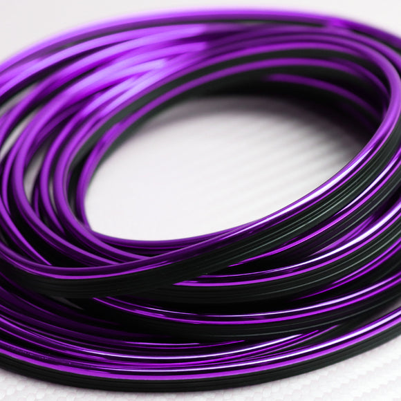 Purple 16.4 ft Interior Edge Gap Line Moulding Trim Molding Strip & Magenta Fuchsia Pink Rim Protector Set Auto Car Décor