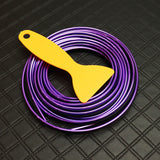 Purple 32.8 ft Interior Edge Gap Line Moulding Trim Molding Strip & Black Rim Protector Set Auto Car Décor
